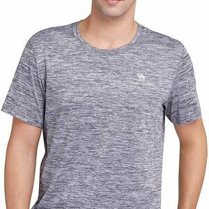 Camel Crown Mens Grey Heather Perormance Athletic Crew Neck T Shirt Size Small
